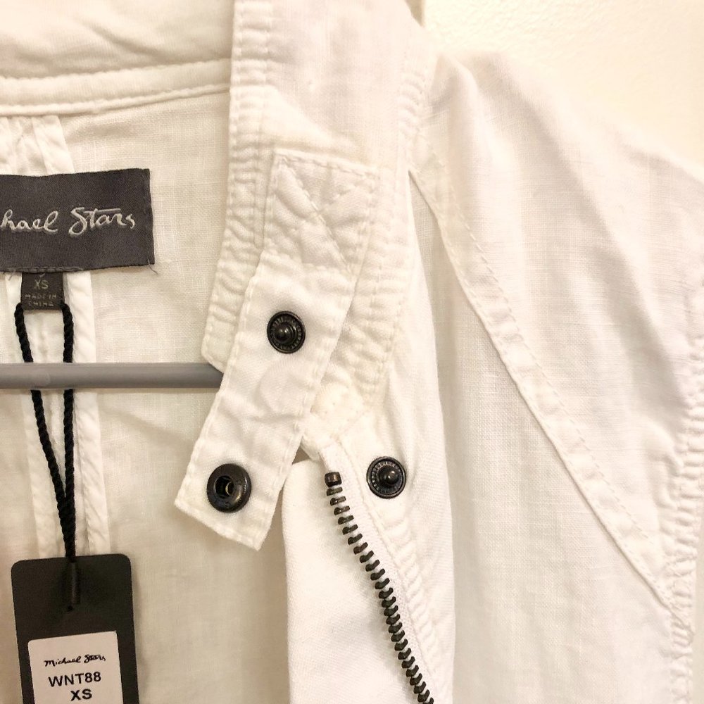 Michael Stars Linen Moto Vest Size XS NWT White - Picture 10 of 13